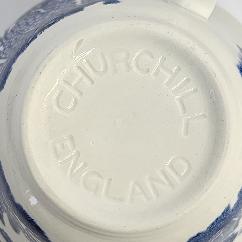 Churchill England Blue Willow Tea Cups Set of 4 Blue White Ironstone Vintage - Picture 3 of 4